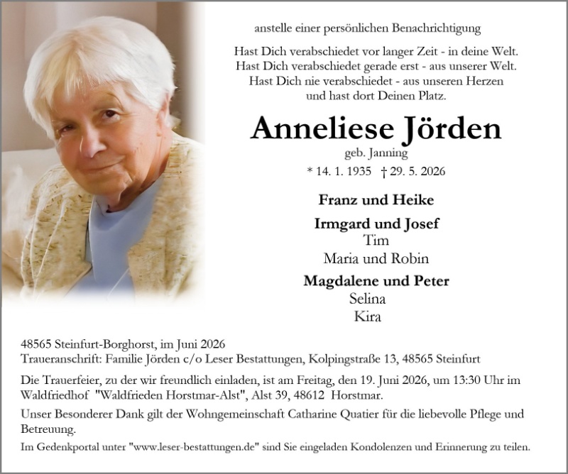 Profilbild von Anzeige Anneliese J&ouml;rden